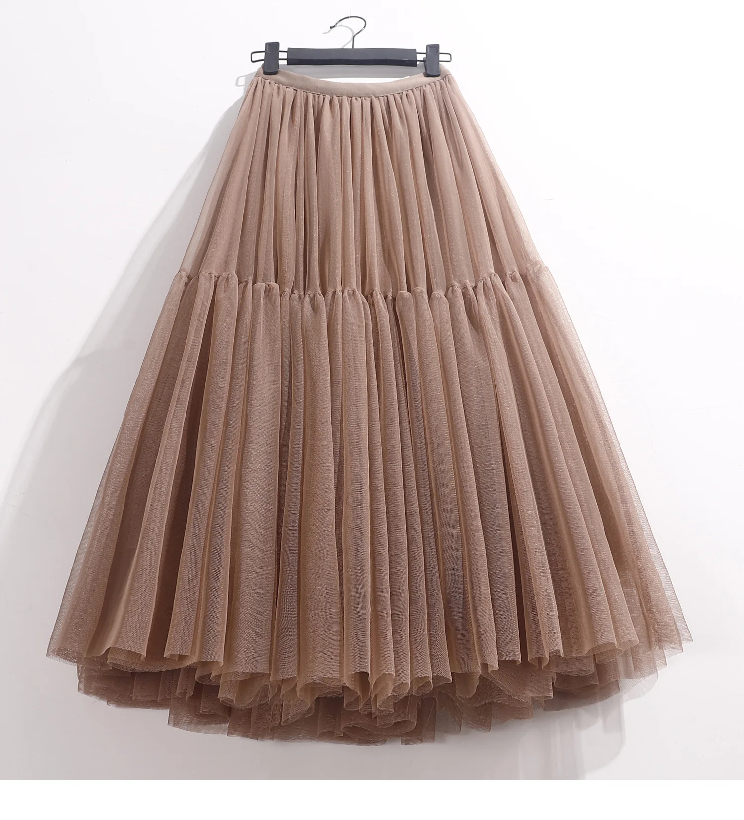 Maxi Long Tulle Skirt for Women Black Gothic Pleated Casual Party Fairycore Summer Winter Jupe Longue 2026 Falda Mujer