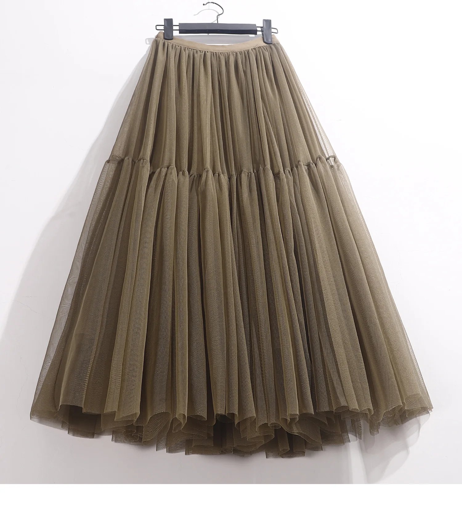 Maxi Long Tulle Skirt for Women Black Gothic Pleated Casual Party Fairycore Summer Winter Jupe Longue 2026 Falda Mujer