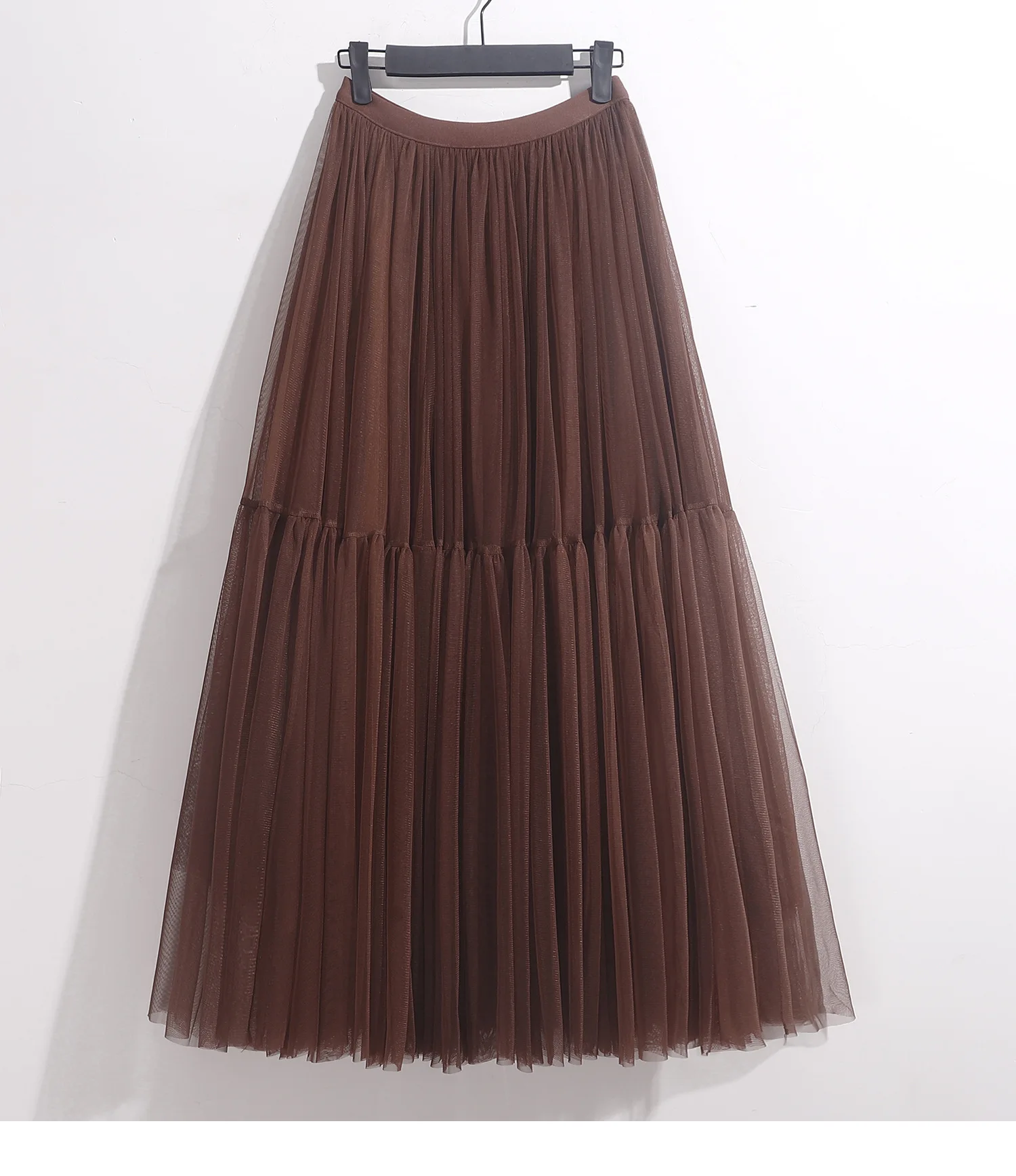 Maxi Long Tulle Skirt for Women Black Gothic Pleated Casual Party Fairycore Summer Winter Jupe Longue 2026 Falda Mujer