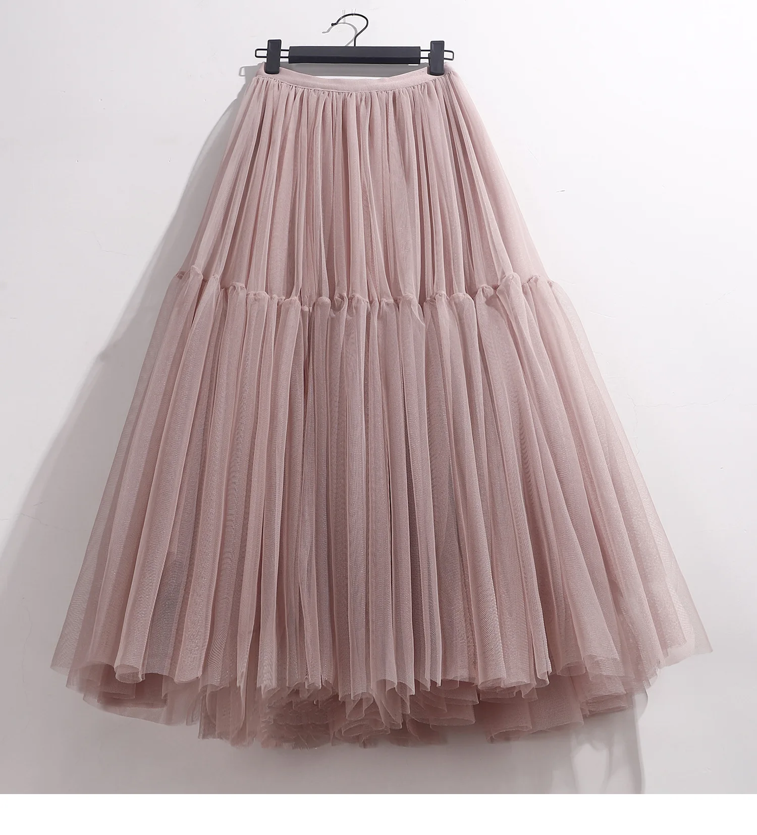 Maxi Long Tulle Skirt for Women Black Gothic Pleated Casual Party Fairycore Summer Winter Jupe Longue 2026 Falda Mujer