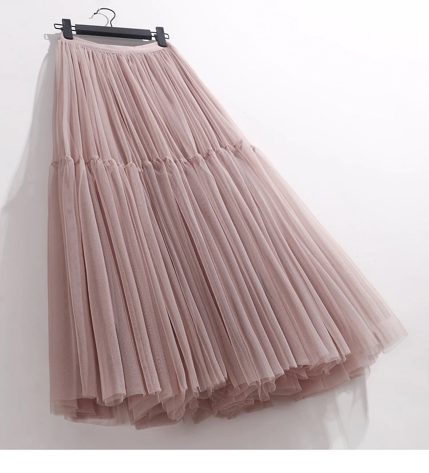 Maxi Long Tulle Skirt for Women Black Gothic Pleated Casual Party Fairycore Summer Winter Jupe Longue 2026 Falda Mujer