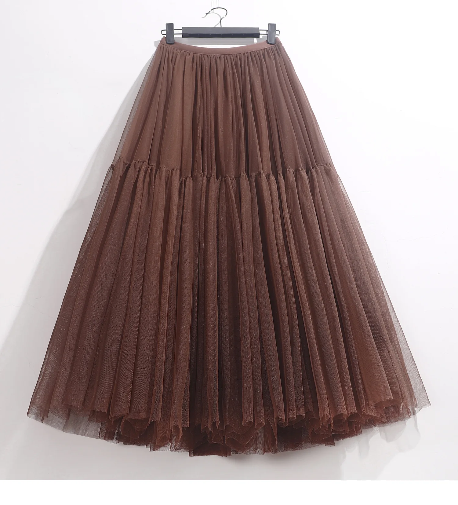 Maxi Long Tulle Skirt for Women Black Gothic Pleated Casual Party Fairycore Summer Winter Jupe Longue 2026 Falda Mujer