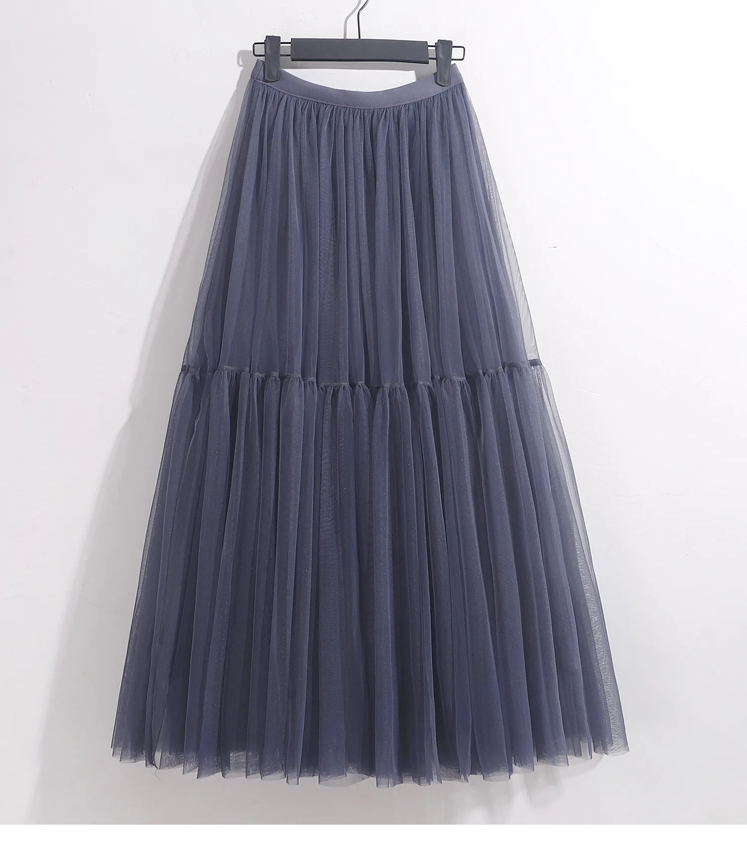Maxi Long Tulle Skirt for Women Black Gothic Pleated Casual Party Fairycore Summer Winter Jupe Longue 2026 Falda Mujer