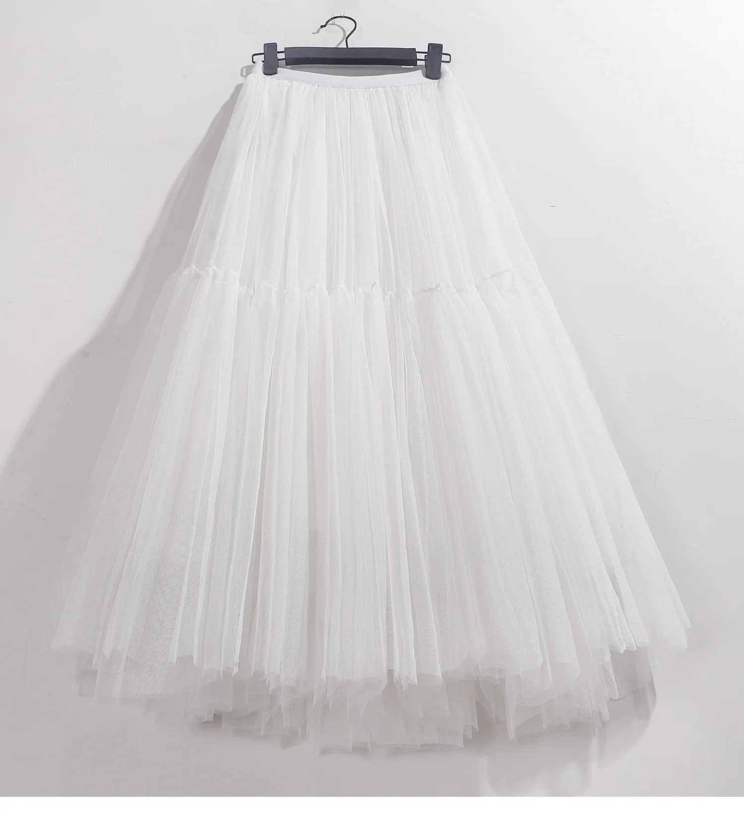 Maxi Long Tulle Skirt for Women Black Gothic Pleated Casual Party Fairycore Summer Winter Jupe Longue 2026 Falda Mujer