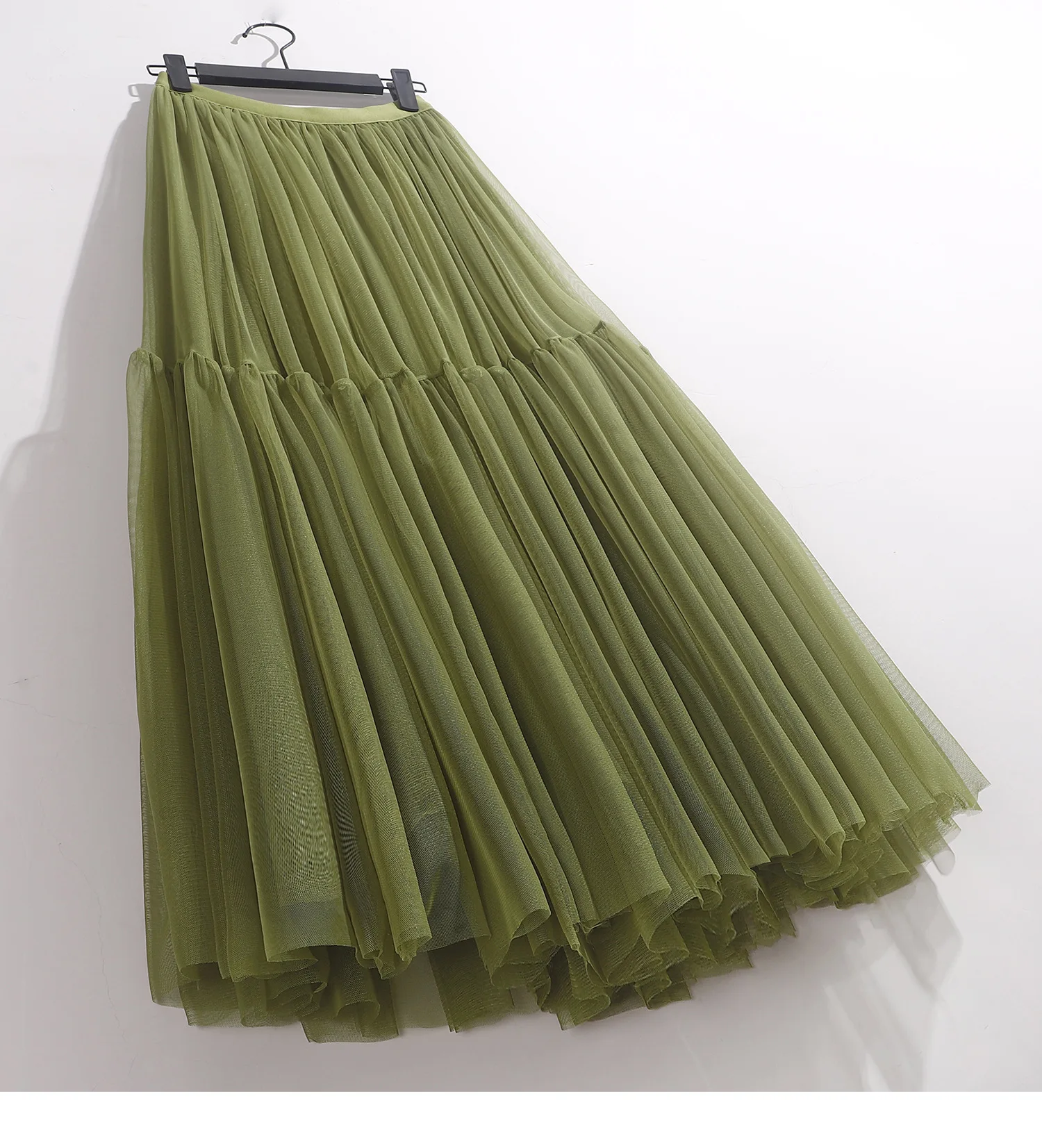 Maxi Long Tulle Skirt for Women Black Gothic Pleated Casual Party Fairycore Summer Winter Jupe Longue 2026 Falda Mujer