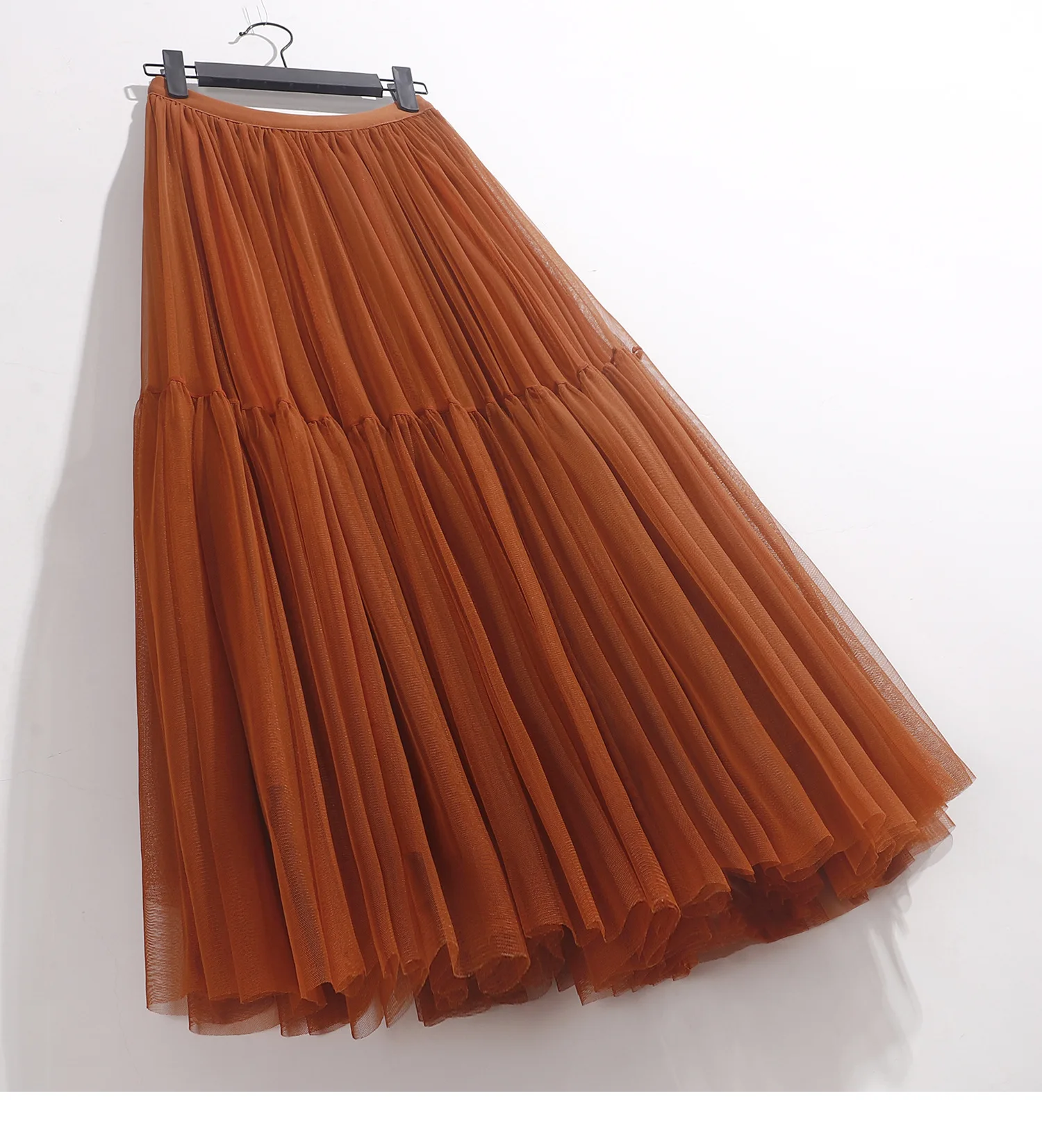 Maxi Long Tulle Skirt for Women Black Gothic Pleated Casual Party Fairycore Summer Winter Jupe Longue 2026 Falda Mujer