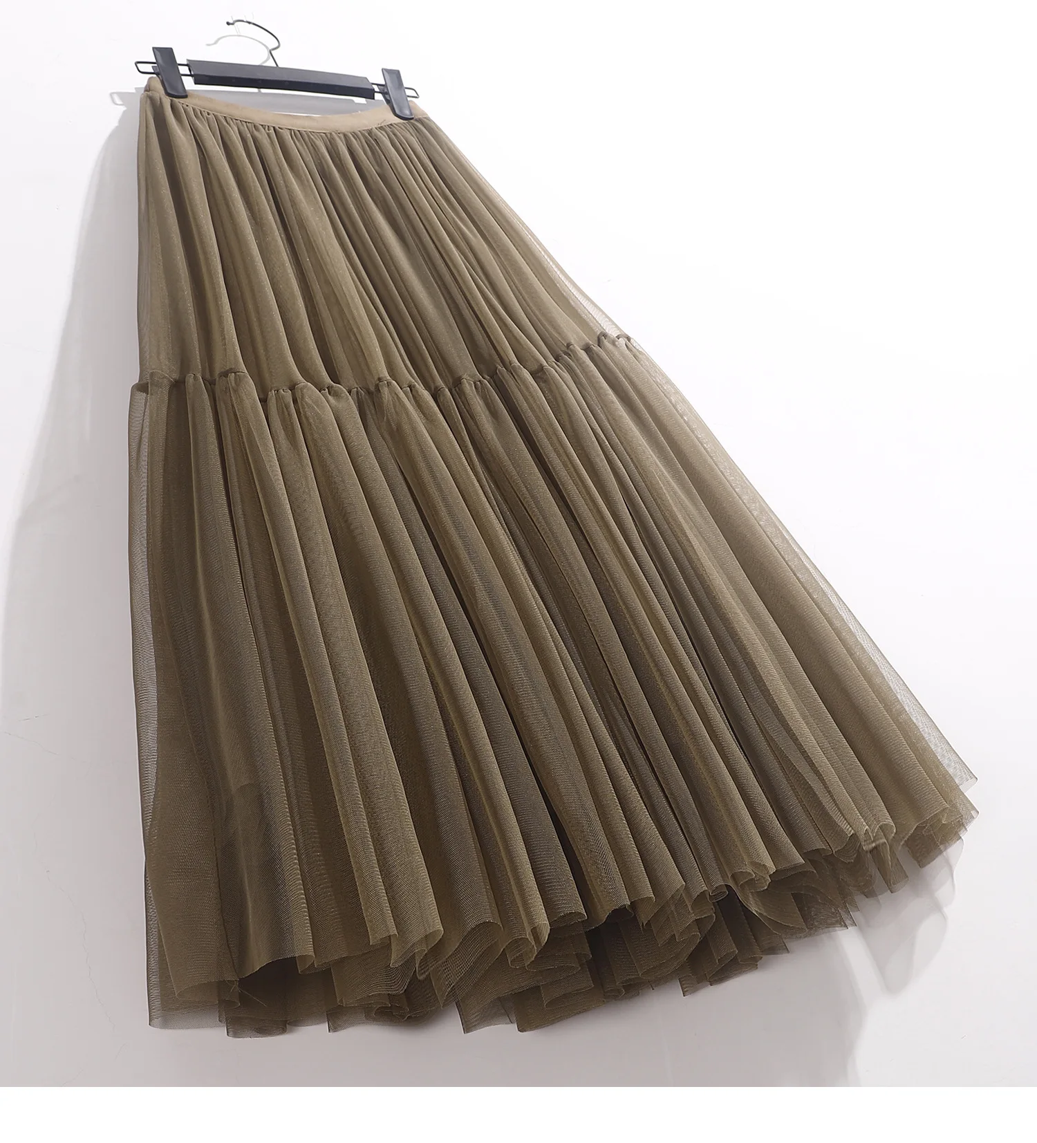 Maxi Long Tulle Skirt for Women Black Gothic Pleated Casual Party Fairycore Summer Winter Jupe Longue 2026 Falda Mujer
