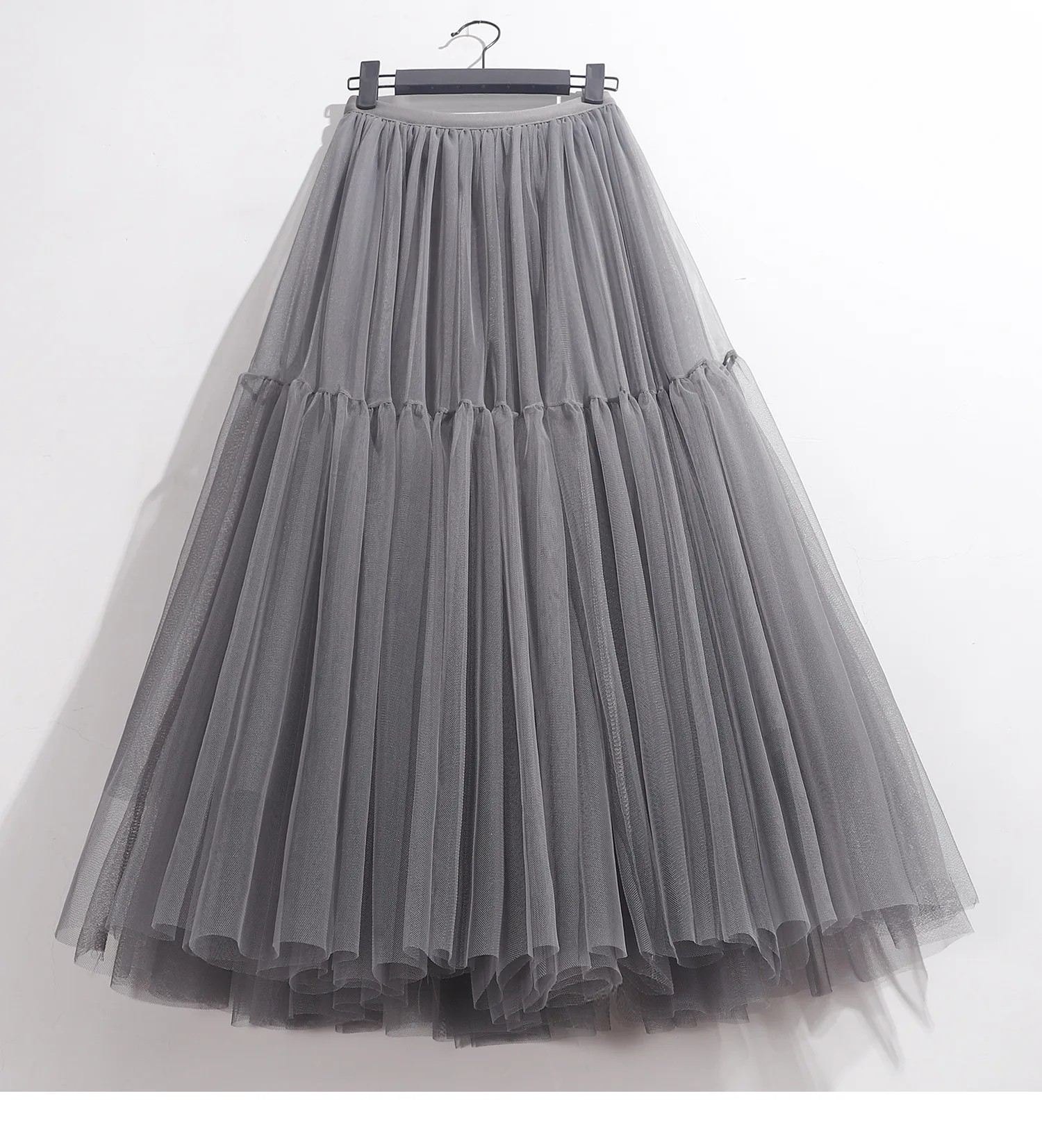 Maxi Long Tulle Skirt for Women Black Gothic Pleated Casual Party Fairycore Summer Winter Jupe Longue 2026 Falda Mujer