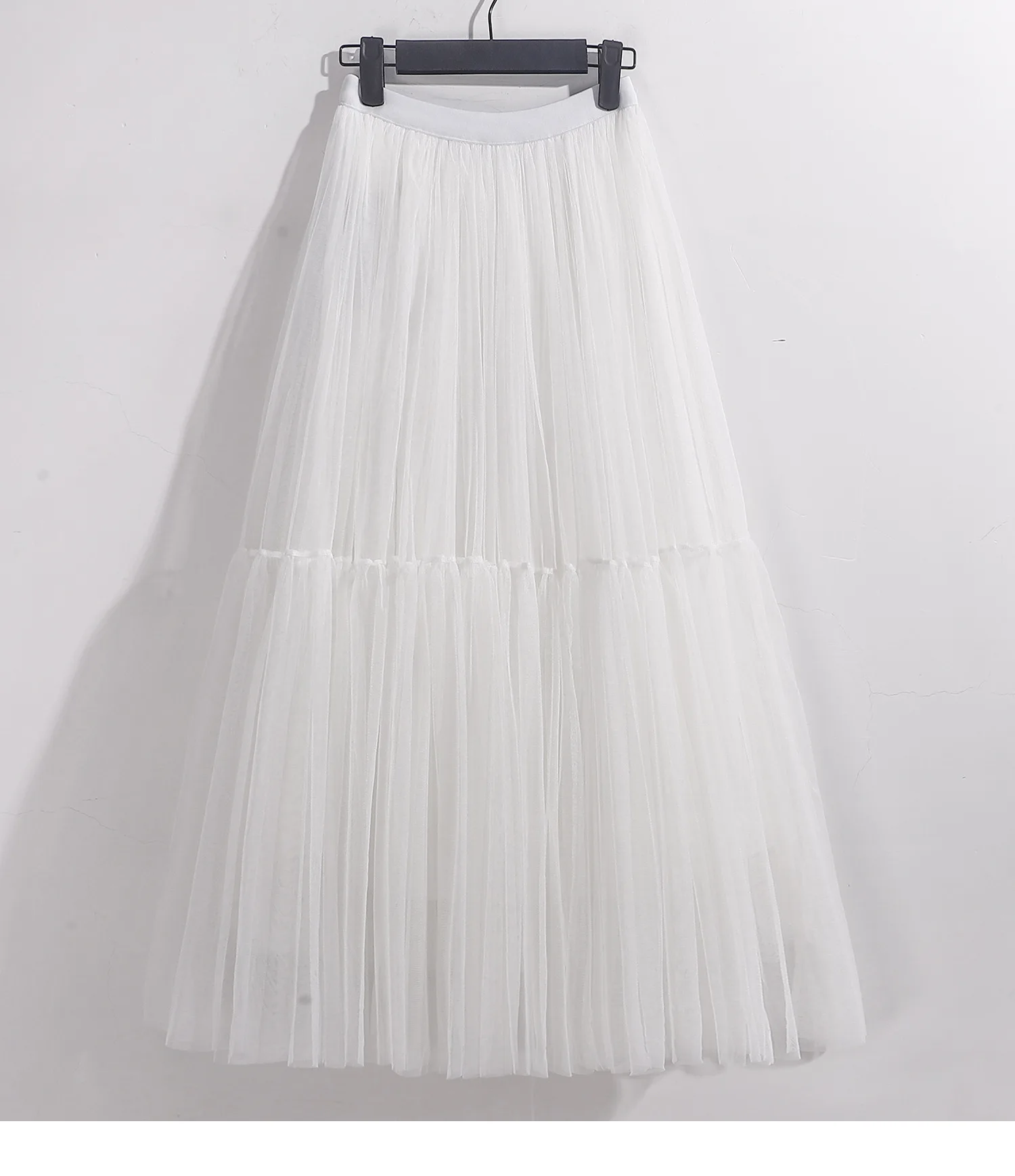 Maxi Long Tulle Skirt for Women Black Gothic Pleated Casual Party Fairycore Summer Winter Jupe Longue 2026 Falda Mujer