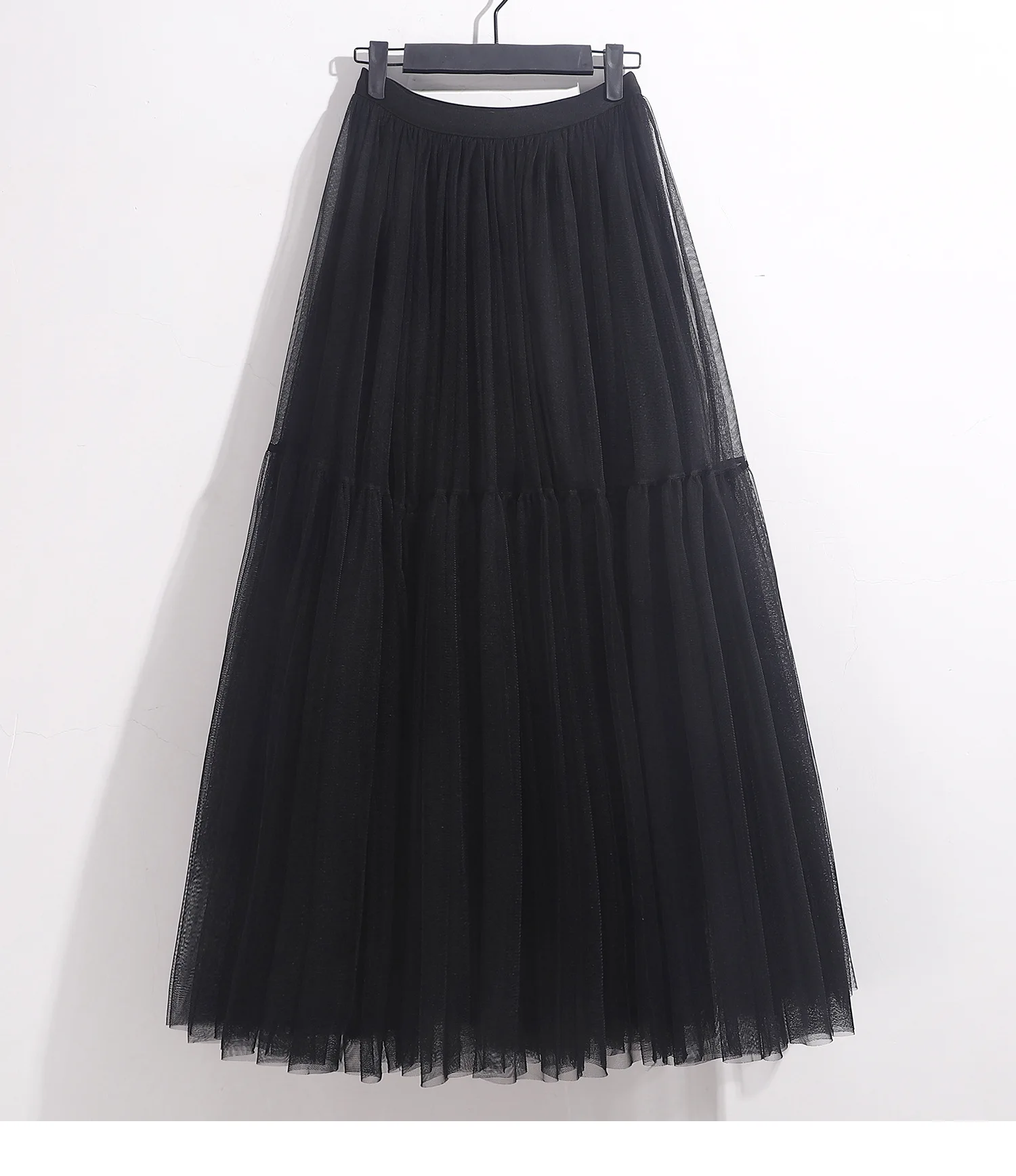 Maxi Long Tulle Skirt for Women Black Gothic Pleated Casual Party Fairycore Summer Winter Jupe Longue 2026 Falda Mujer