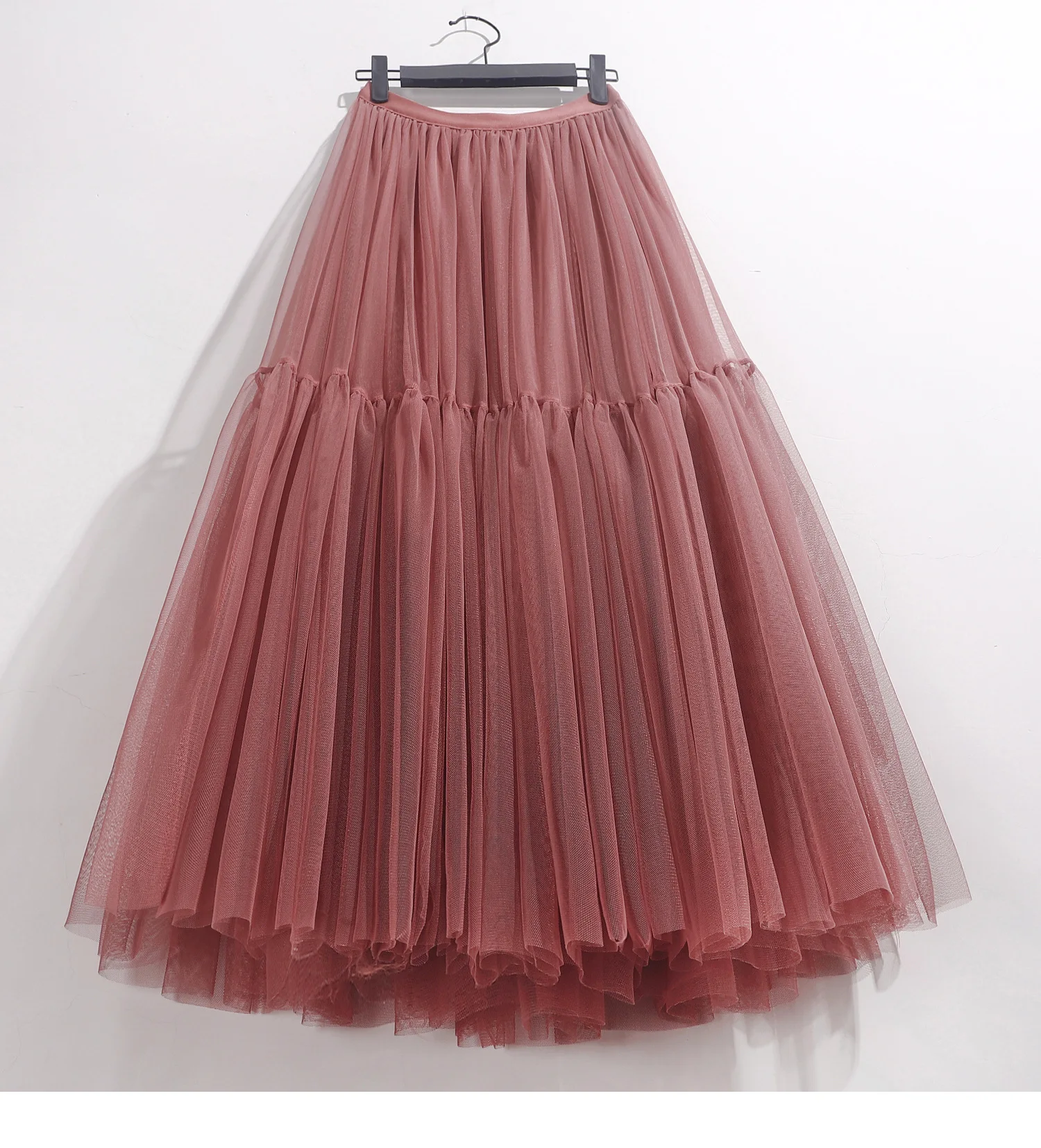 Maxi Long Tulle Skirt for Women Black Gothic Pleated Casual Party Fairycore Summer Winter Jupe Longue 2026 Falda Mujer
