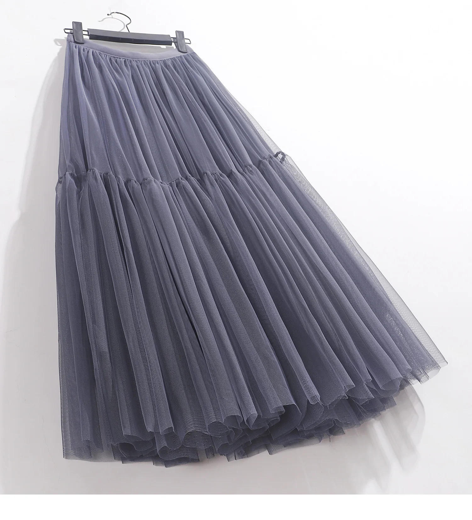 Maxi Long Tulle Skirt for Women Black Gothic Pleated Casual Party Fairycore Summer Winter Jupe Longue 2026 Falda Mujer
