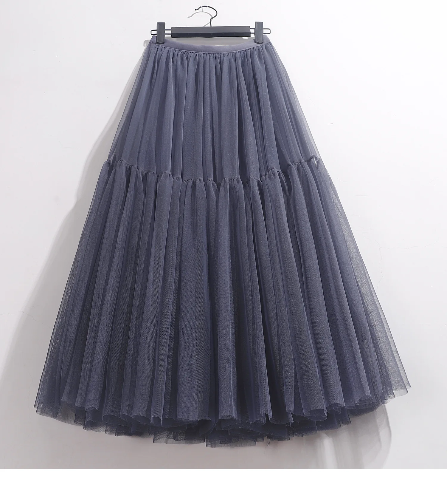 Maxi Long Tulle Skirt for Women Black Gothic Pleated Casual Party Fairycore Summer Winter Jupe Longue 2026 Falda Mujer