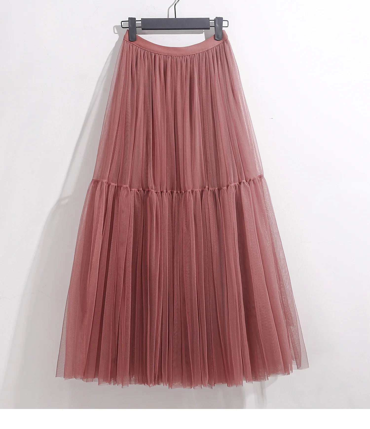 Maxi Long Tulle Skirt for Women Black Gothic Pleated Casual Party Fairycore Summer Winter Jupe Longue 2026 Falda Mujer