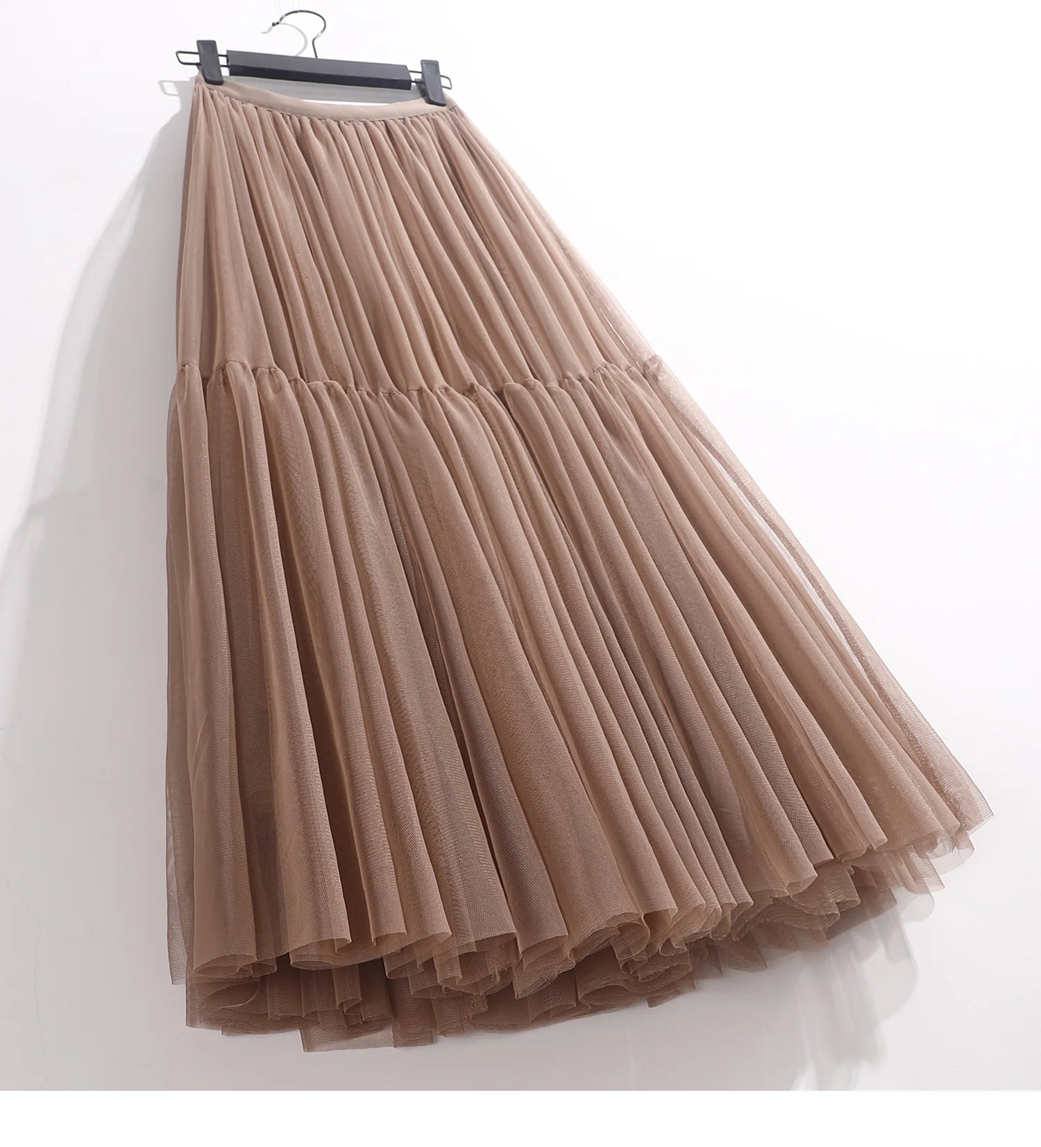 Maxi Long Tulle Skirt for Women Black Gothic Pleated Casual Party Fairycore Summer Winter Jupe Longue 2026 Falda Mujer
