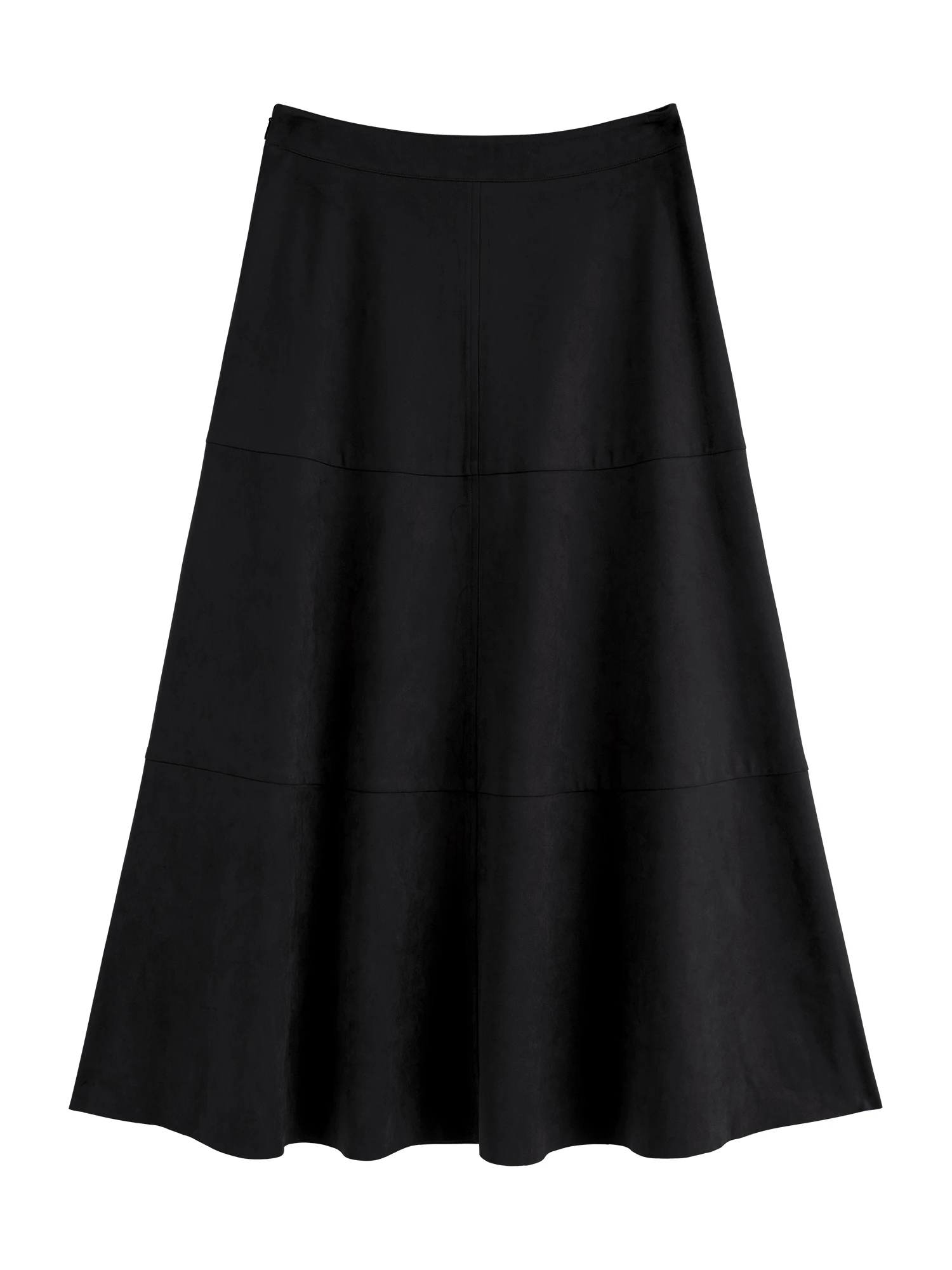 ZIQIAO Petite Size 2025 Women's Vintage Panelled A-Line Midi Skirt Retro Split Hem Long Skirt Elegant High Waist Autumn Winter