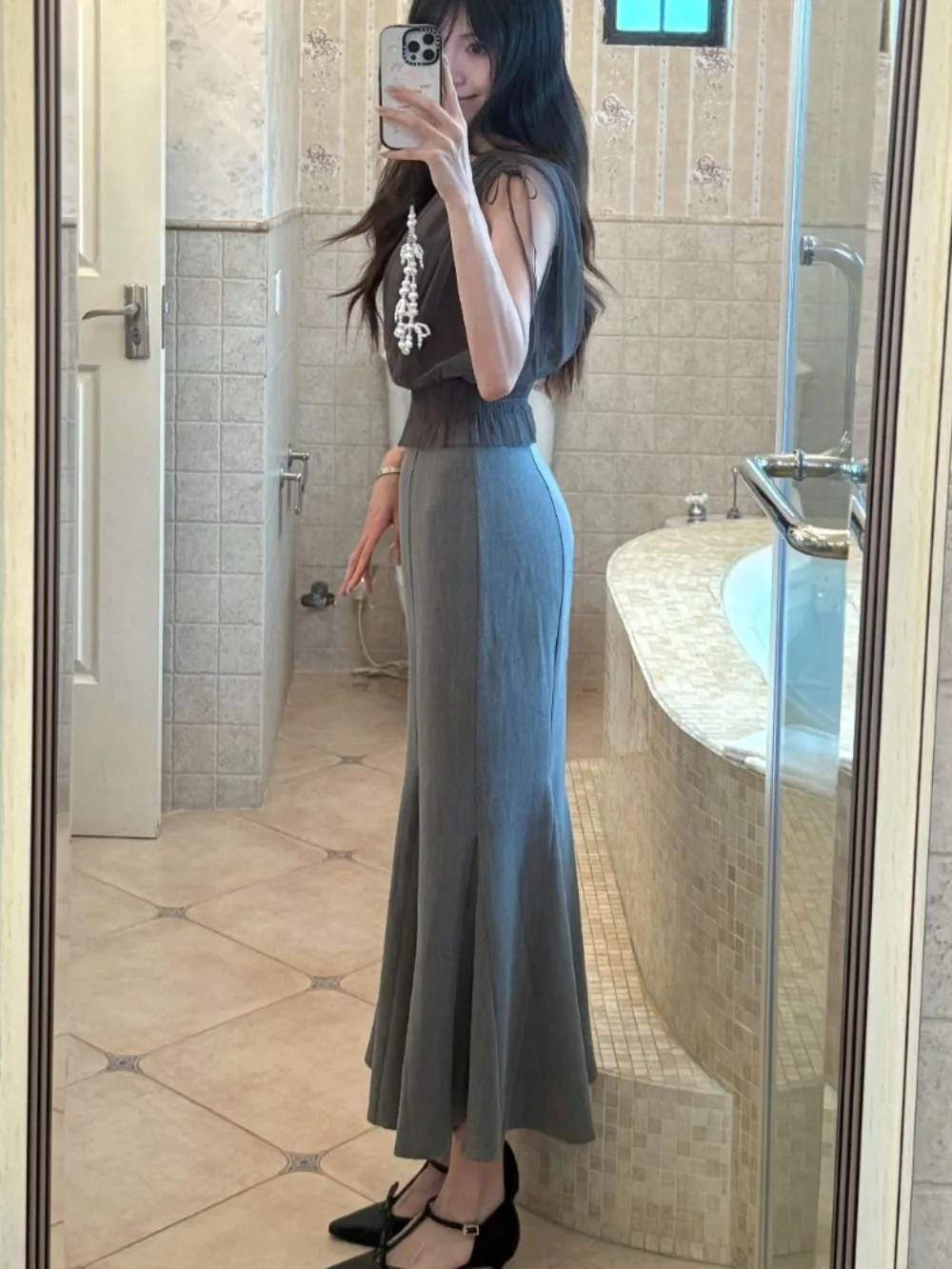 Kuzuwata Mermaid Celebrity Elegant Temperament Skirt Bodycon Slim Classic High Waist Faldas Japan French Mid-length Mujer Falda