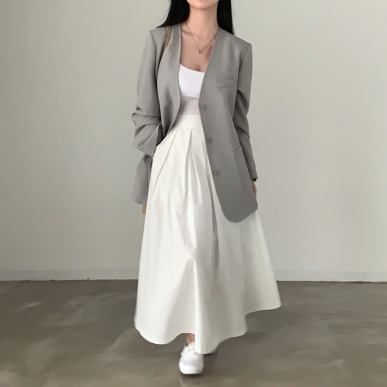 2024 Women Elegant White Long Skirts High Waist A-Line Cotton Maxi Skirts Women Casual Skirts Jupe Femme Saias Mujer