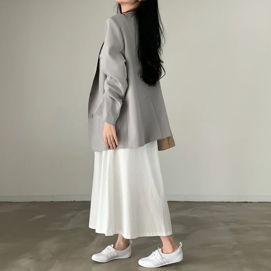2024 Women Elegant White Long Skirts High Waist A-Line Cotton Maxi Skirts Women Casual Skirts Jupe Femme Saias Mujer