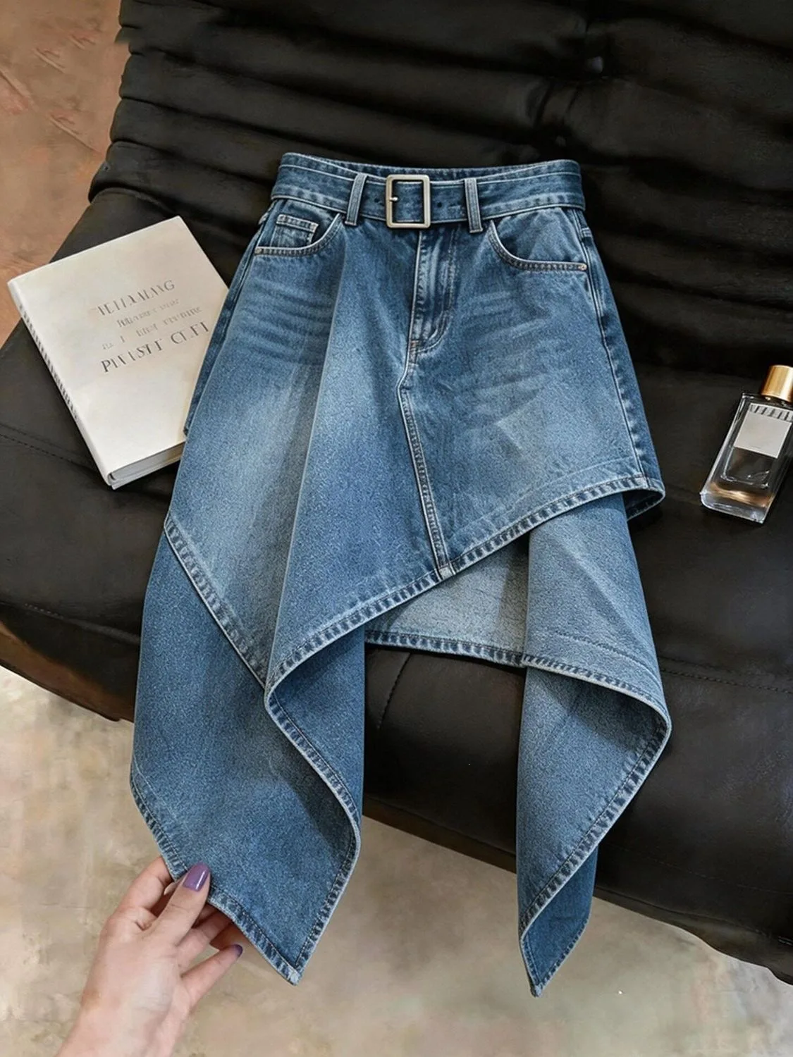 New fashion slimming skirt washed denim irregular half skirt for women, summer