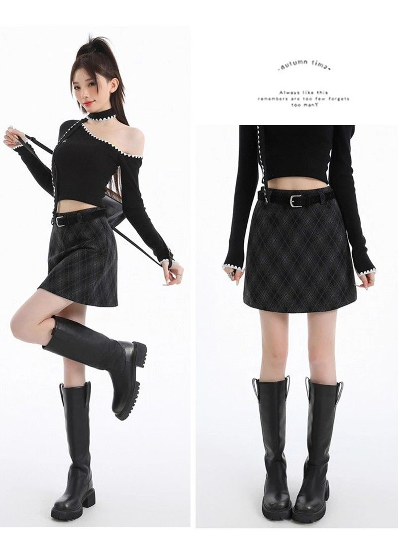 Vintage Argyle Plaid Skirt for Women 2026 Autumn Winter New High Waist Woolen Checkered Skirt Woman Korean Chic Bodycon Skirts