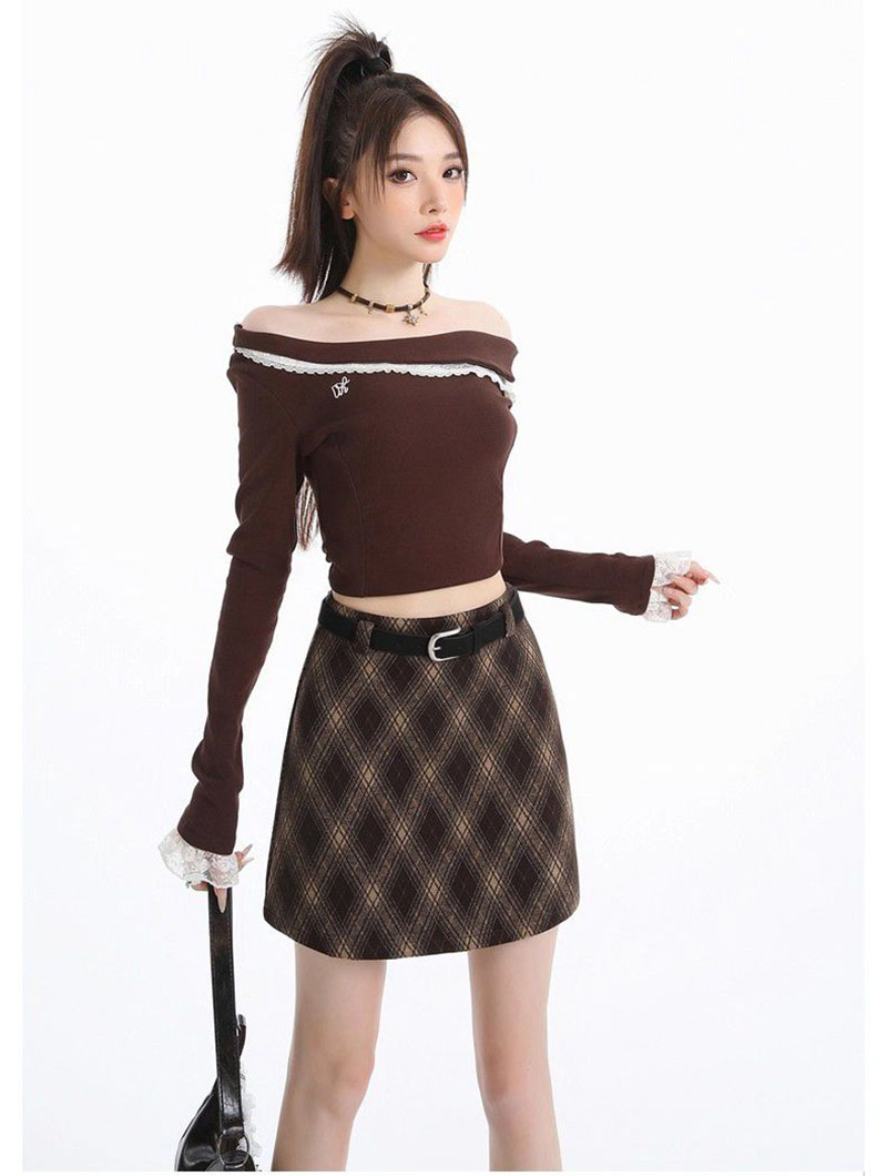 Vintage Argyle Plaid Skirt for Women 2026 Autumn Winter New High Waist Woolen Checkered Skirt Woman Korean Chic Bodycon Skirts