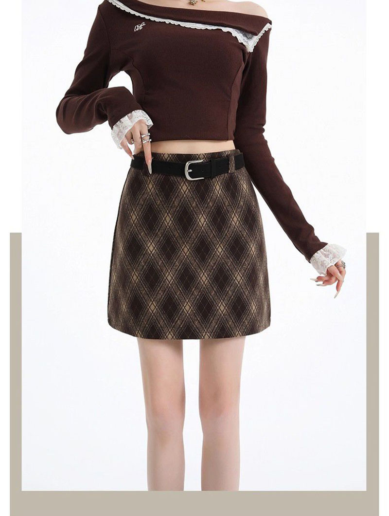 Vintage Argyle Plaid Skirt for Women 2026 Autumn Winter New High Waist Woolen Checkered Skirt Woman Korean Chic Bodycon Skirts