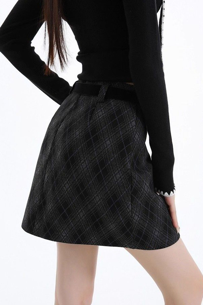 Vintage Argyle Plaid Skirt for Women 2026 Autumn Winter New High Waist Woolen Checkered Skirt Woman Korean Chic Bodycon Skirts