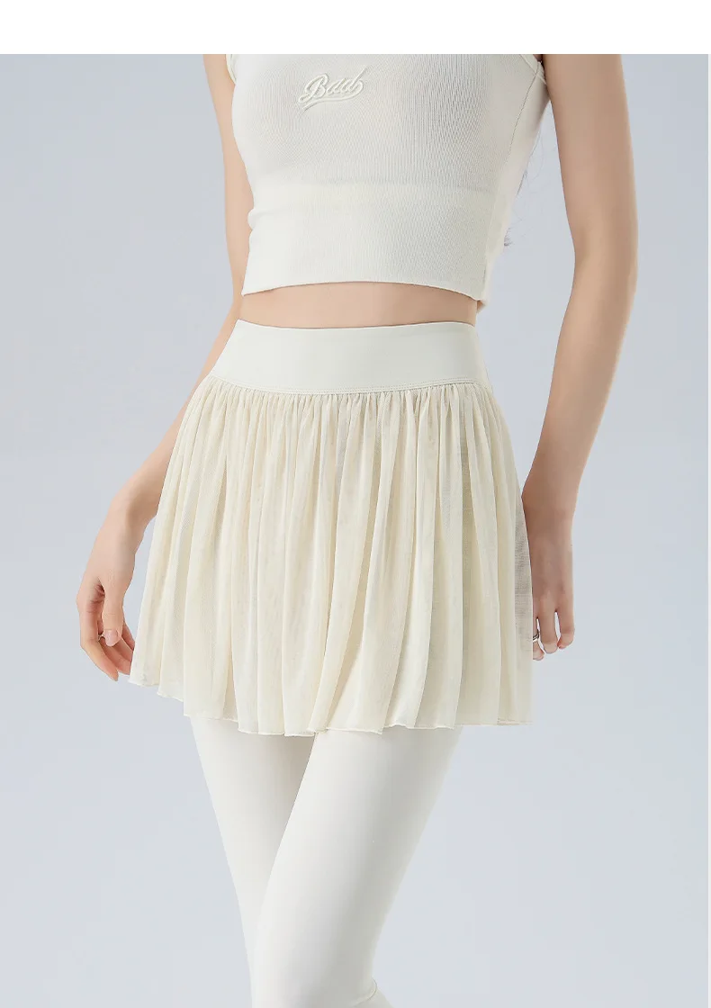 High Waist Tennis Skirt Pants Tummy Control Pleated Skirts Women Summer Yoga Gym Casual Mesh Layered Skirt Woman Clothing