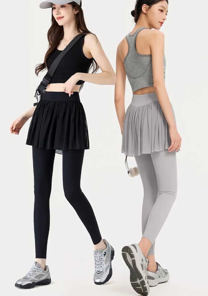 High Waist Tennis Skirt Pants Tummy Control Pleated Skirts Women Summer Yoga Gym Casual Mesh Layered Skirt Woman Clothing