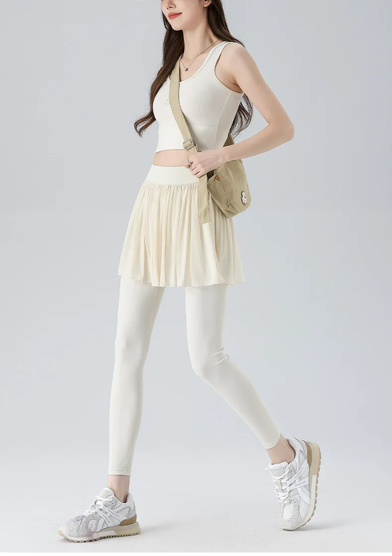 High Waist Tennis Skirt Pants Tummy Control Pleated Skirts Women Summer Yoga Gym Casual Mesh Layered Skirt Woman Clothing
