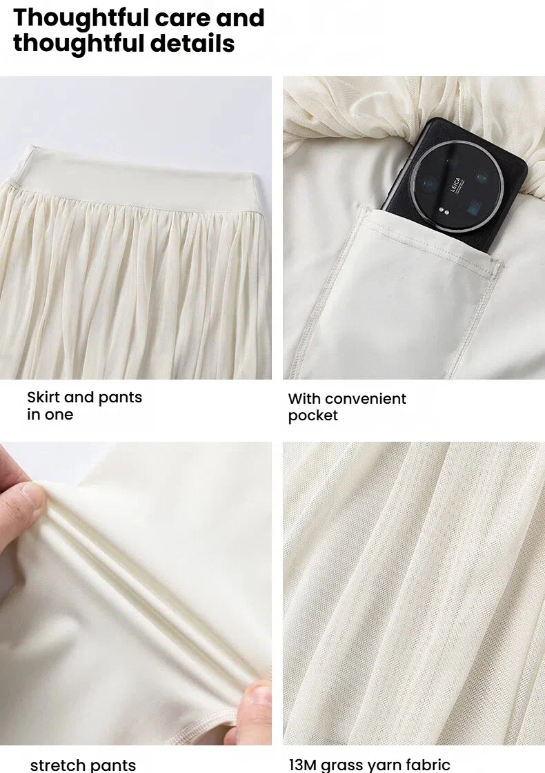 High Waist Tennis Skirt Pants Tummy Control Pleated Skirts Women Summer Yoga Gym Casual Mesh Layered Skirt Woman Clothing