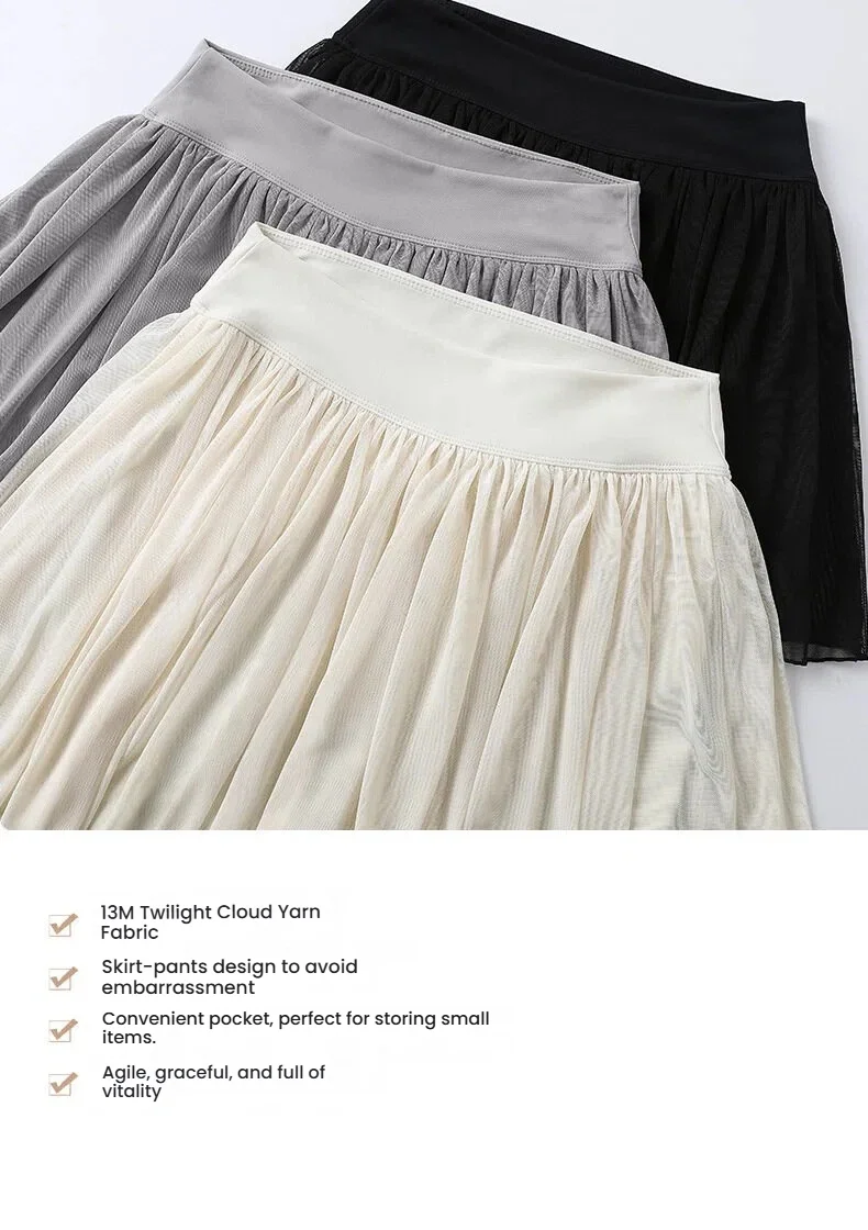 High Waist Tennis Skirt Pants Tummy Control Pleated Skirts Women Summer Yoga Gym Casual Mesh Layered Skirt Woman Clothing