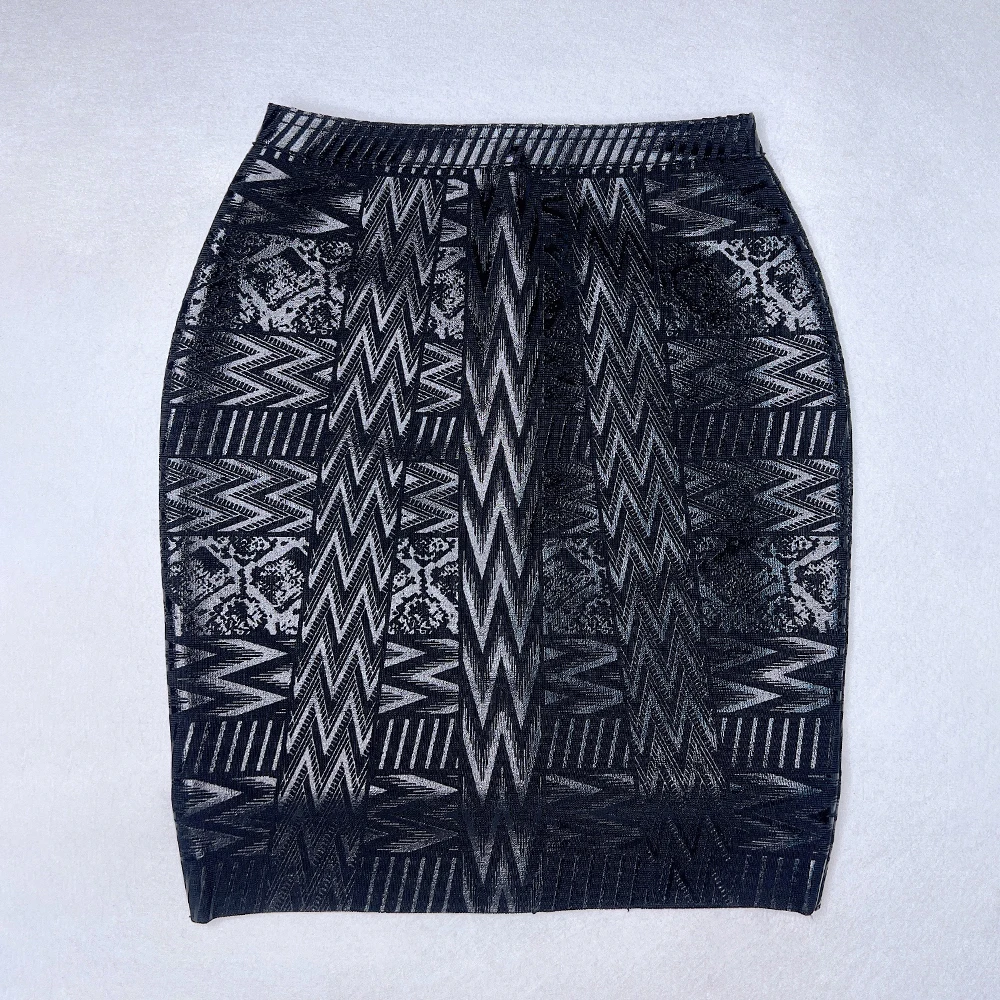 BEAUKEY Sexy Black  Metallic Leather Bandage Skirt Geometric 2022 For Women Mini Bodycon High Waist Skirt