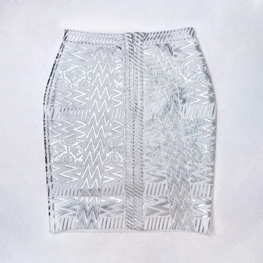 BEAUKEY Sexy Black  Metallic Leather Bandage Skirt Geometric 2022 For Women Mini Bodycon High Waist Skirt