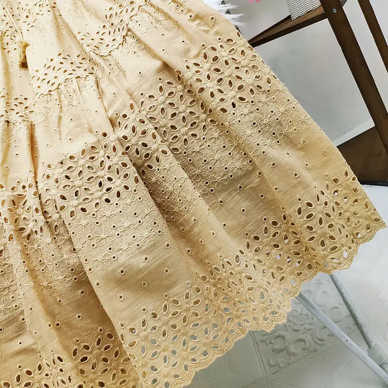Spring Summer Lace Casual Skirt Women's High Waist Splicing Hooks Casual Solid Loose Holiday Party Skirts Women Clothes