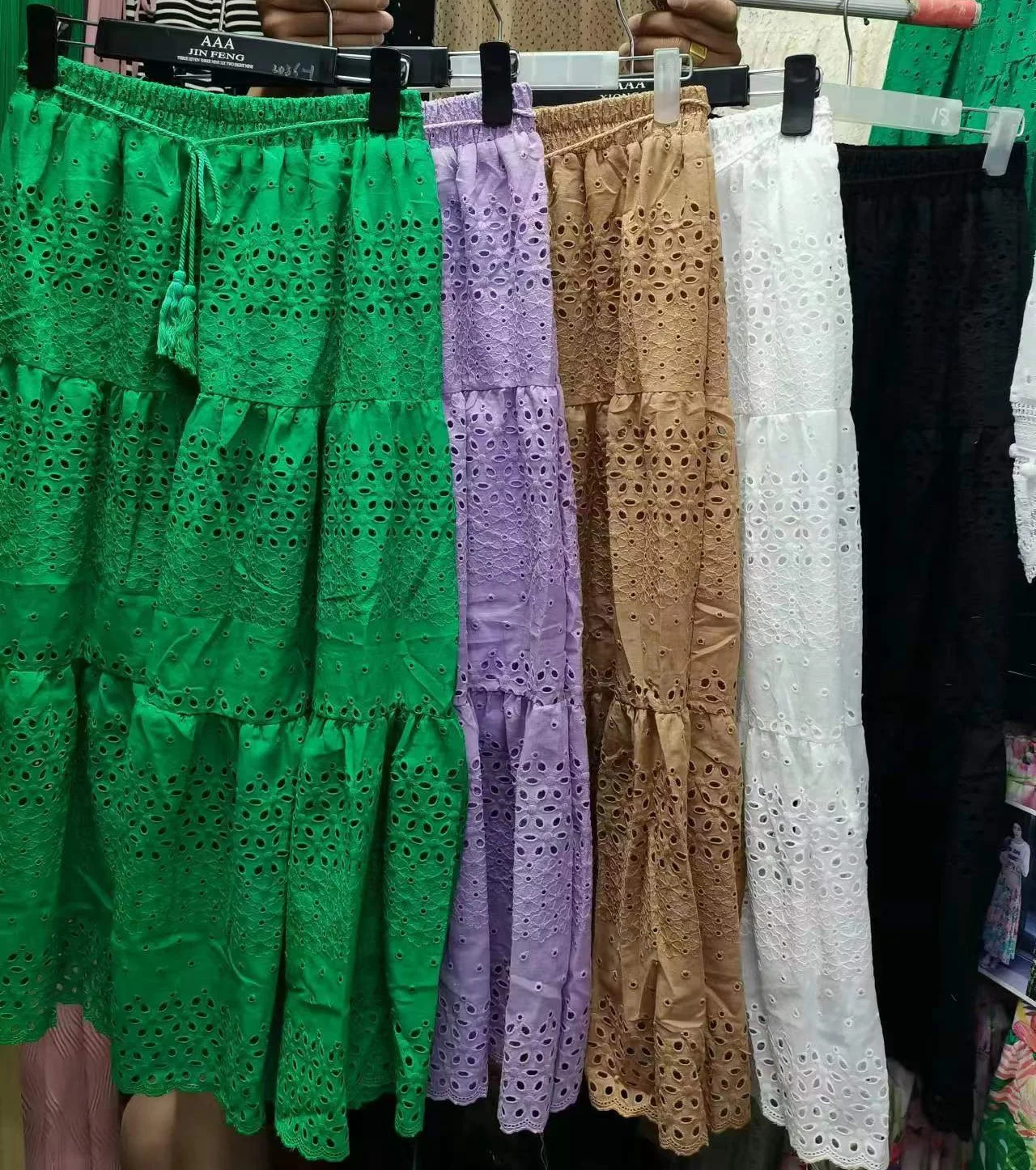 Spring Summer Lace Casual Skirt Women's High Waist Splicing Hooks Casual Solid Loose Holiday Party Skirts Women Clothes
