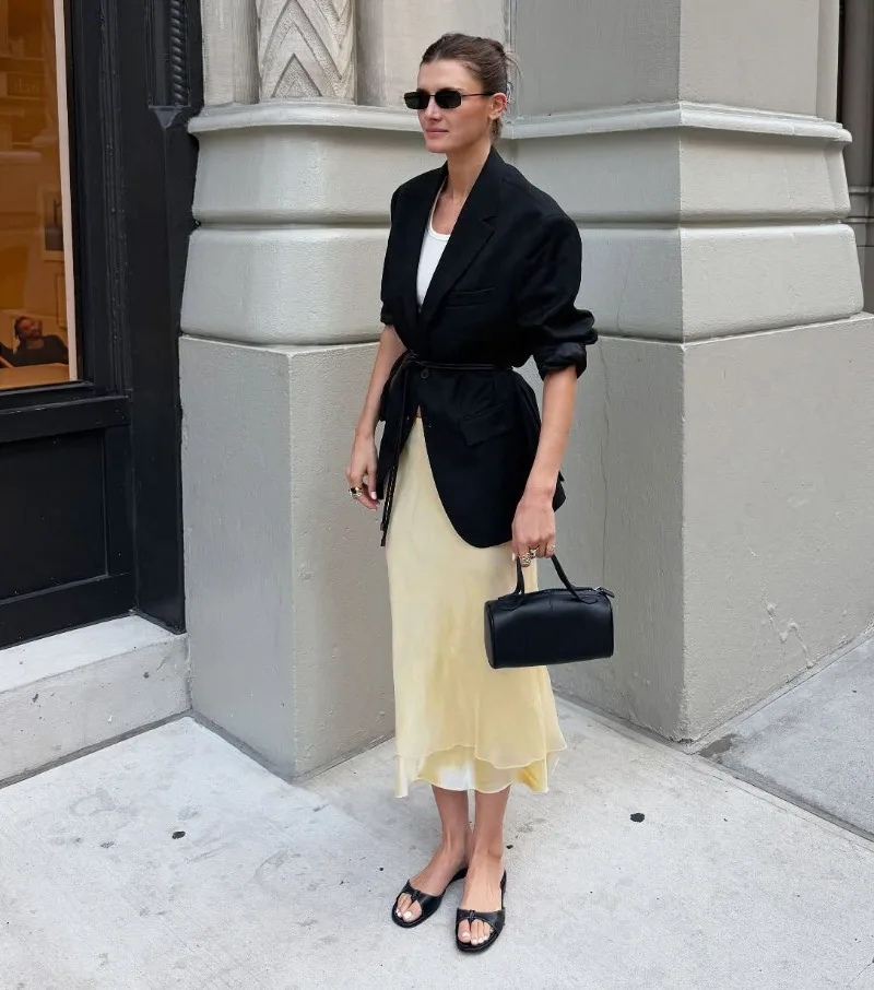 Trendix Gold Satin Midi Skirt For Women Street High Waist Patchwork Mesh Long Skirt Femme 2025 Winter Party Club Sexy Slim Skirt