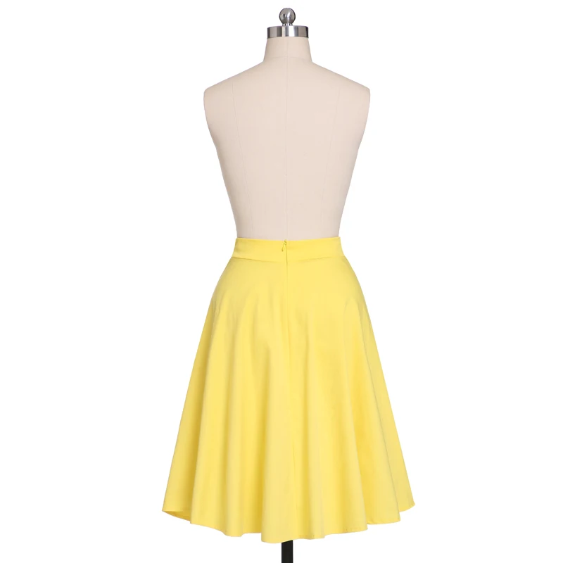 Tonval Pinup 50s Dog Print Kawaii Vintage High Waist Skirts for Women Cotton A Line Knee Length Retro Swing Skirt