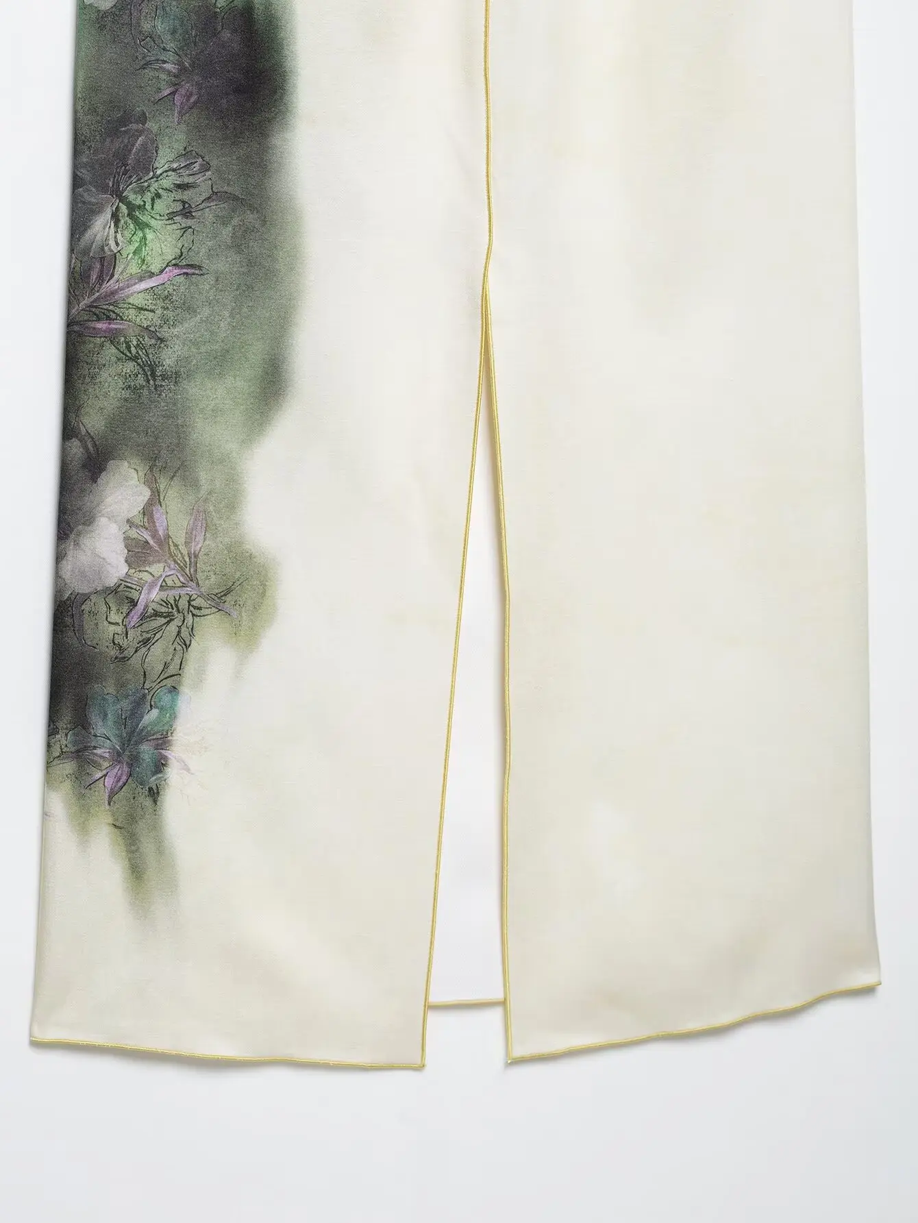 HH Women New Fashion Versatile Zipper Printed Midi Skirt Summer Female Temperament High-Waist Slim Split Hem Lace-up Skirt