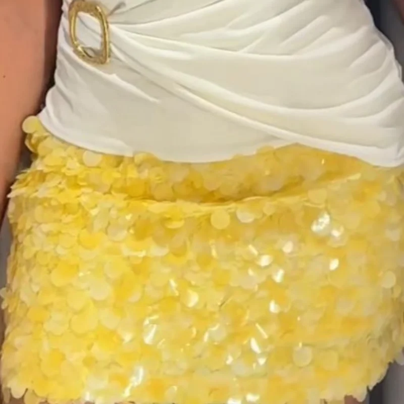 Sexy Sequin Mini Skirts Women Slim High Street Fashion Chic Shiny Skirt Female 2026 Spring Summer New Beach Holiday Skirts Lady