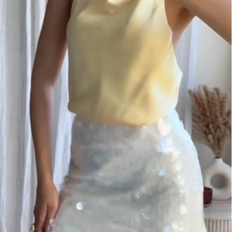 Sexy Sequin Mini Skirts Women Slim High Street Fashion Chic Shiny Skirt Female 2026 Spring Summer New Beach Holiday Skirts Lady