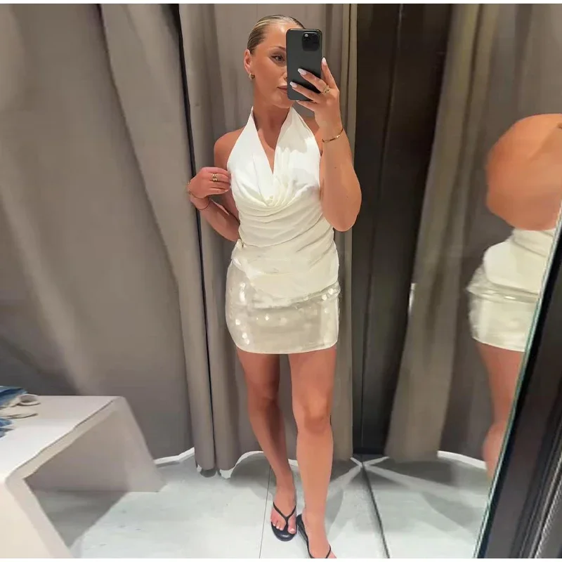 Sexy Sequin Mini Skirts Women Slim High Street Fashion Chic Shiny Skirt Female 2026 Spring Summer New Beach Holiday Skirts Lady