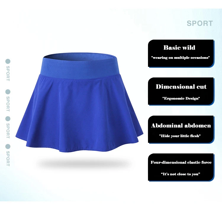 2020 Sports Tennis Skorts Fitness Short Skirt Badminton breathable Quick drying Women Sport Anti Exposure Tennis Skirt