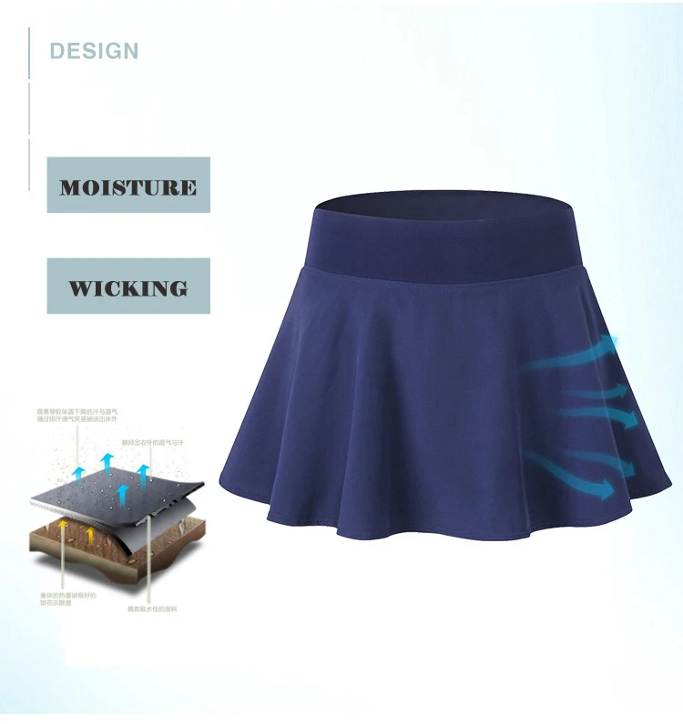 2020 Sports Tennis Skorts Fitness Short Skirt Badminton breathable Quick drying Women Sport Anti Exposure Tennis Skirt
