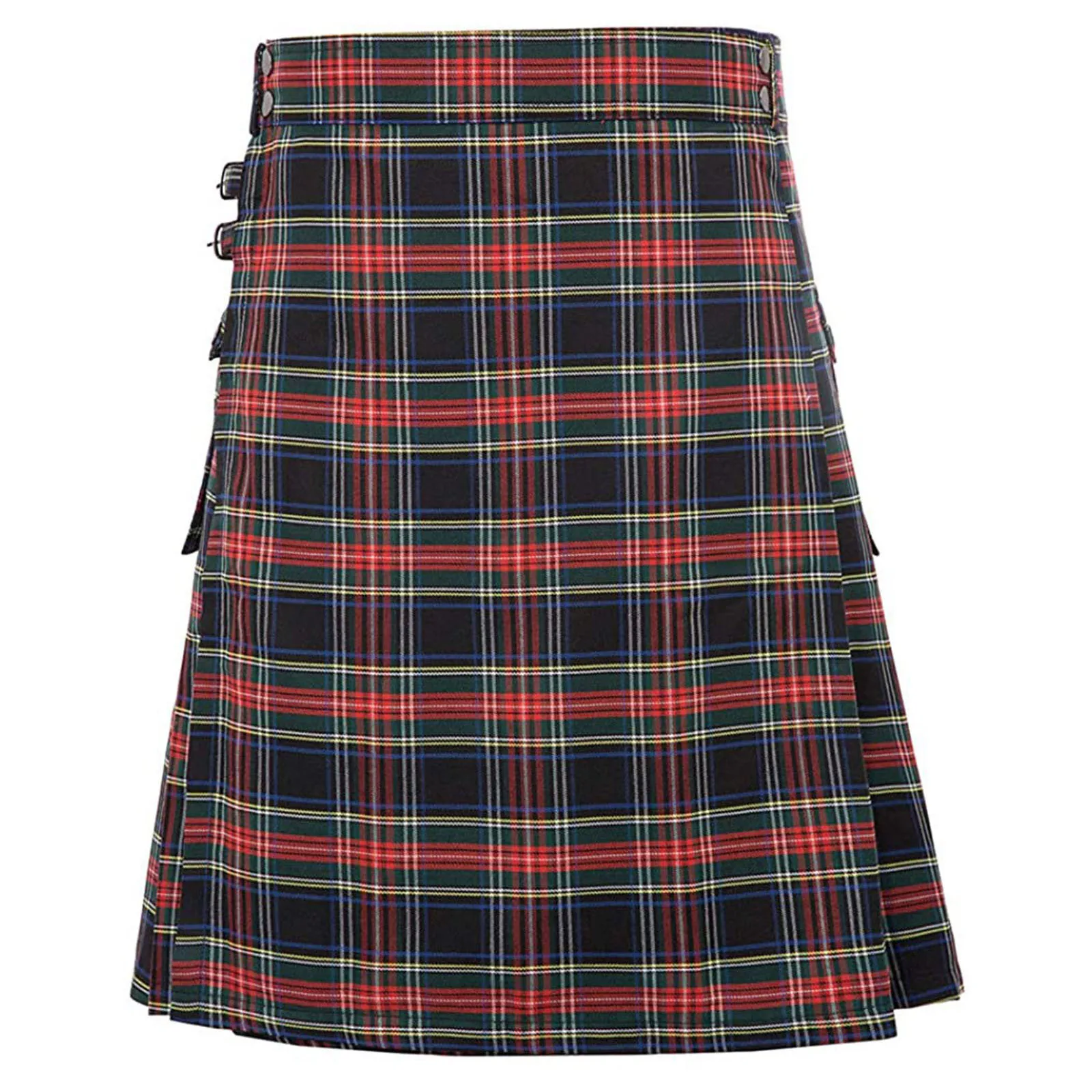 Mens Scottish Plaid Skirts Traditional Highland Tartan Practical Kilt Vintage Pleated Skirt Cosplay Carnival Fancy Party Dress