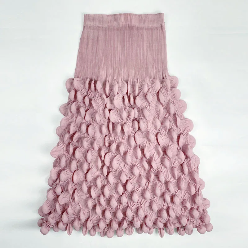 Miyake Pleated Bubble Skirt for Women 2024 Autumn New Korean Fashion Designer Loose Streetwear Midrange Half Skirt