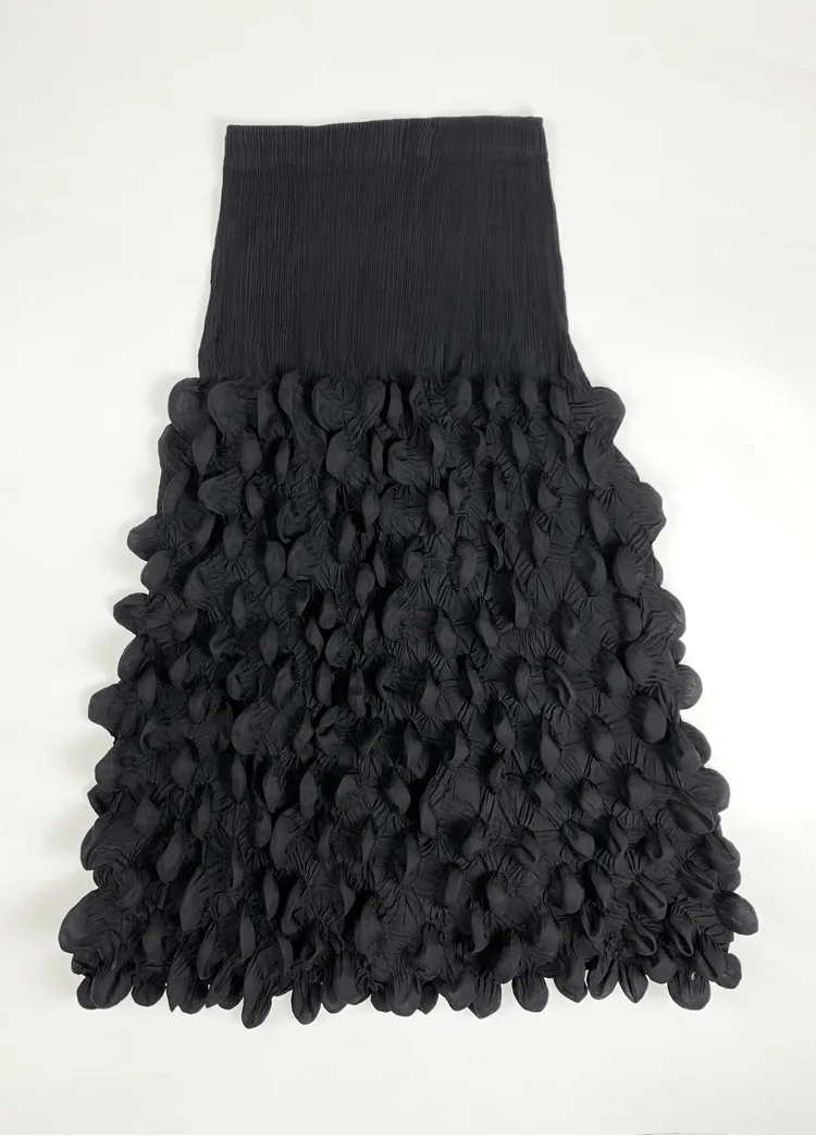 Miyake Pleated Bubble Skirt for Women 2024 Autumn New Korean Fashion Designer Loose Streetwear Midrange Half Skirt