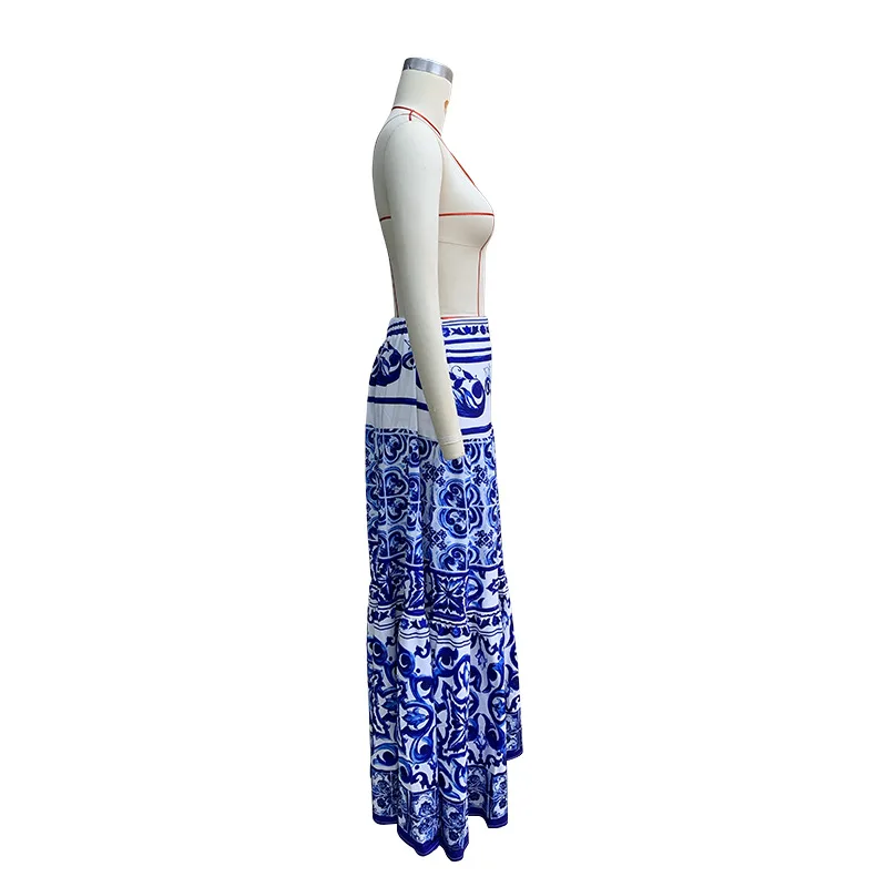 Women Skirt Long Skirts A Line Print Floral High Waist Y2k Streetwear Maxi Casual Loose Pleated Elegant Beach Party Beach 2025