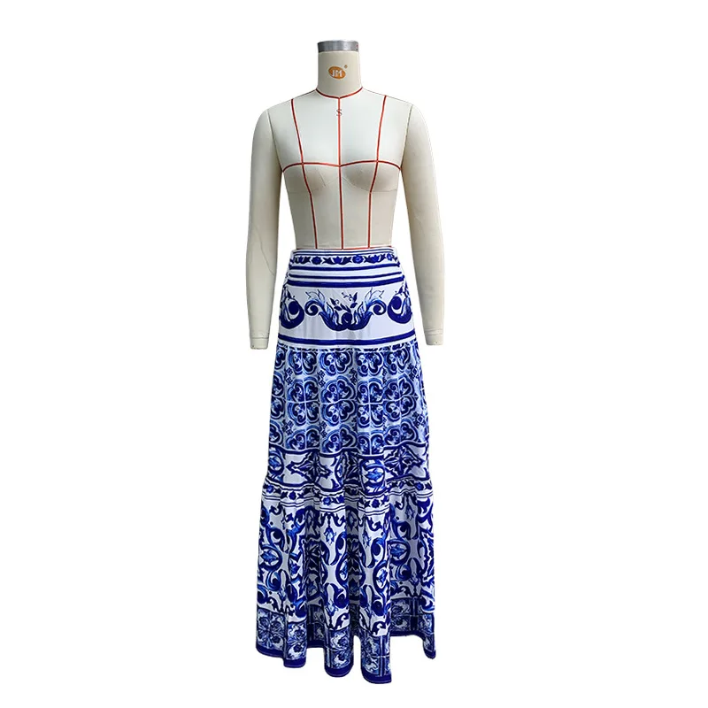 Women Skirt Long Skirts A Line Print Floral High Waist Y2k Streetwear Maxi Casual Loose Pleated Elegant Beach Party Beach 2025